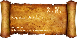 Kopacz Uriás névjegykártya